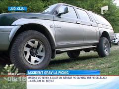 O masina de teren careia i-a cedat frana de mana a accidentat doi barbati aflati la picnic