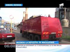 Incendiu la un depozit de maculatura din Suceava