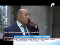 O batrana uitata de lume se hraneste cu frunze ca sa supravietuiasca