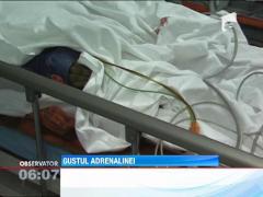 Un sofer a ajuns cu masina in sant, din cauza vitezei, in Neamt