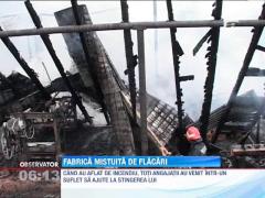 Arges: O fabrica de prelucrare a lemnului a fost mistuita de flacari