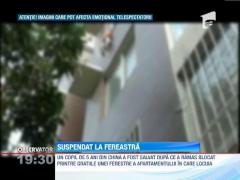 China: Pompierii au salvat un copil care a ramas suspendat in aer la o fereastra