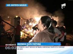 Un incendiu violent a distrus doua gospodarii din Bistrita-Nasaud