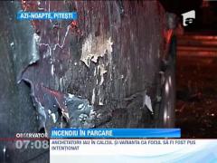 Trei masini au ars intr-o parcare din Pitesti