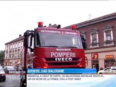Timisoara: Un balcon de la etajul doi al unei cladiri s-a prabusit cu unul dintre locatari