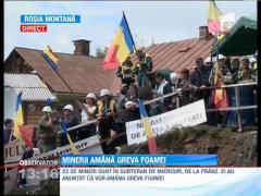 Minerii de la Rosia Montana amana greva foamei