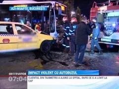 Un taxi si un autobuz s-au tamponat pe un bulevard din Capitala
