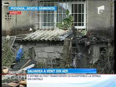 Un bloc din orasul Fieni a fost devastat de explozia unui apartament