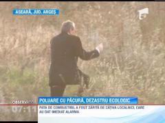 Alerta ecologica in judetul Arges! Trei tone de pacura au ajuns in raul care traverseaza municipiul Campulung