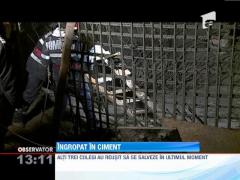 Un muncitor a fost îngropat în ciment
