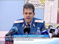 Altercaţii violente între jandarmi şi protestatari la Pungeşti