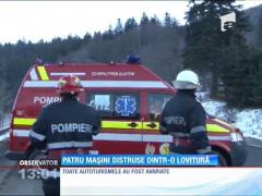 Patru maşini distruse dintr-o lovitură pe DN1