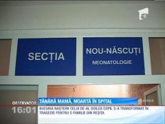 A murit în spital, la nici două săptămâni după ce a născut