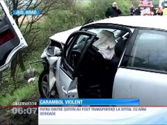 Carambol violent pe un drum naţional din judeţul Arad