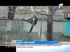 Un britanic ameţit de alcool s-a chinuit minute în şir să găsească ieşirea dintr-un parc
