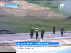 Doi oameni au ars de vii pe centura Clujului! TIR-urile pe care le conduceau s-au ciocnit violent