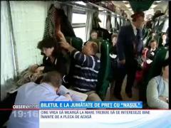 Biletul de tren pentru mare e la jumătate de preţ cu naşu'