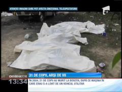 TRAGEDIE! Treizeci şi unu de copii au ars de vii într-un autocar