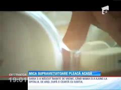 Fetița născută de femeia arsă chiar de soțul ei a ajuns acasă