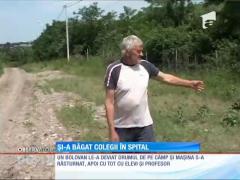 O maşină condusă de un elev beat şi fără permis s-a răsturnat pe marginea drumului