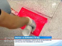 Protest cu bordurile roz, în Capitală