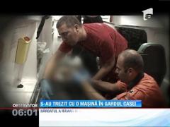 S-au trezit cu maşina în gardul casei