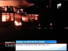 Depozit de băuturi, în flăcări!