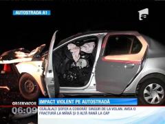 Accident rutier grav la intrarea pe A1