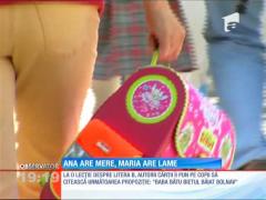 Într-un manual de clasa întâi,  propoziția ”Ana are mere”, înlocuită cu ”Maria ia o lamă nouă!”