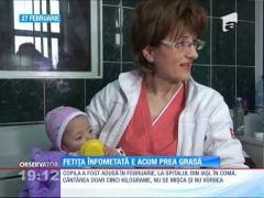 Fetiţa care la cinci ani cântărea doar cinci kilograme riscă acum să devină obeză