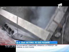 Şi-a tăiat betonul de sub picioare cu burghiul