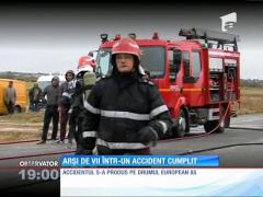 Arși de vii într-un accident cumplit