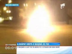 O maşină a luat foc în mers, aseară, pe o stradă circulată din Baia Mare