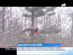 Tiroliană în plină iarnă