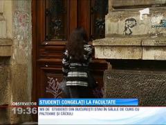 Cu paltoane şi căciuli la orele de curs