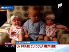Funny! Reacţia unui copilaş care îşi cunoaşte pentru prima dată surorile gemene