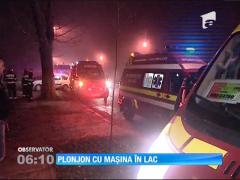 Plonjon cu mașina în lac