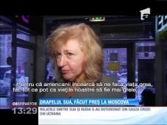 Drapelul SUA, făcut preş la Moscova