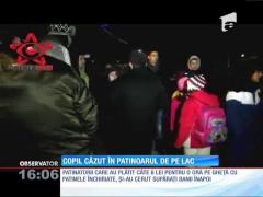 Momente de panică la un patinoar din Gherla amenajat pe un lac