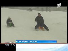 Accident cu sania pe pârtie!