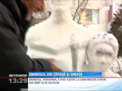 Eminescu, din zăpadă şi gheaţă