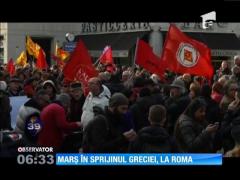 Mii de italieni au manifestat la Roma în sprijinul noului guvern grec