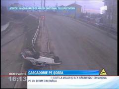 Cascadorie fără voie pe o șosea din Brăila