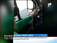 Un şofer de maxi taxi se juca pe telefonul mobil în timp ce conducea