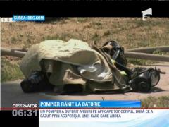 IMAGINI ȘOCANTE! Un pompier din California a căzut prin acoperişul unei case cuprinse de flăcări