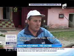 Tractor răsturnat, trei victime