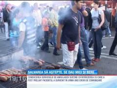 Un elicopter SMURD nu a putut să aterizeze pe heliportul din Târgu-Jiu din cauza unor tarabe cu mici şi bere