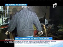 Două gospodării, distruse în incendiu