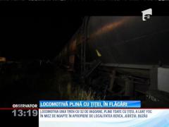 Buzău: Incendiu la locomotiva unui tren încărcat cu ţiţei