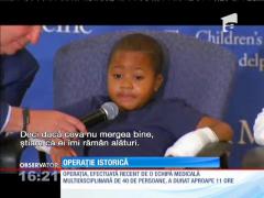 O echipă de chirurgi din SUA a realizat, în premieră, un dublu transplant de braţe la un copil de opt ani
